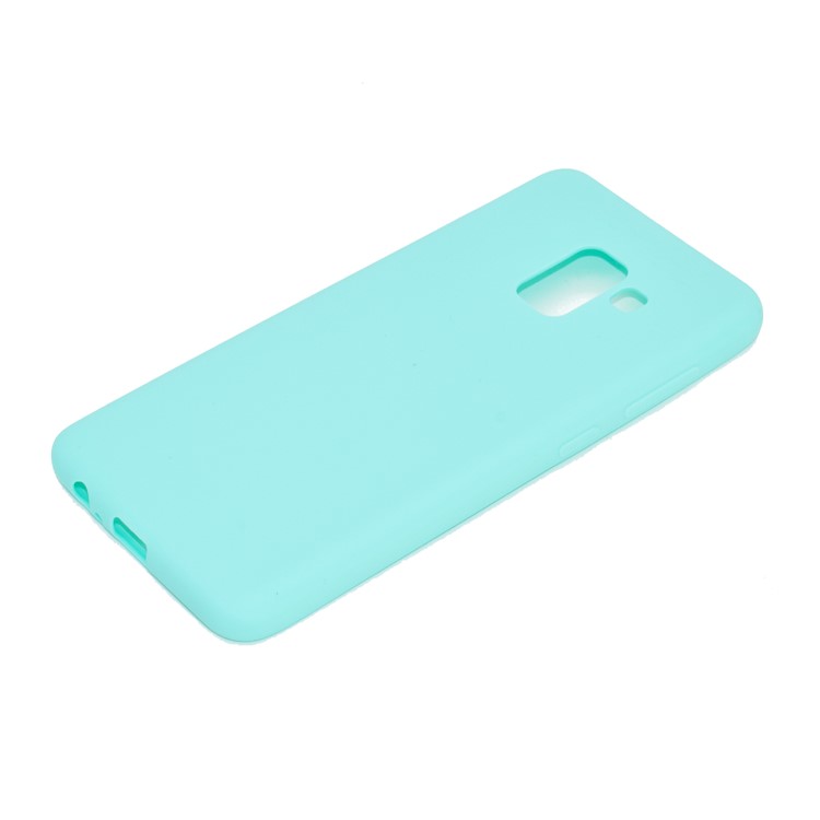 For Samsung Galaxy A8+ (2018) Solid Color Frosted Soft TPU Mobile Cover - Cyan-3