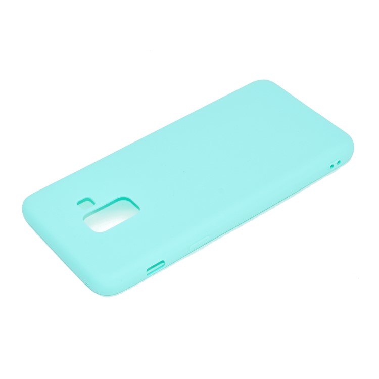For Samsung Galaxy A8+ (2018) Solid Color Frosted Soft TPU Mobile Cover - Cyan-4