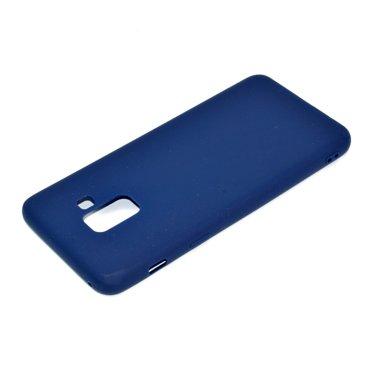 For Samsung Galaxy A8+ (2018) Solid Color Frosted Soft TPU Case Accessory - Dark Blue-3