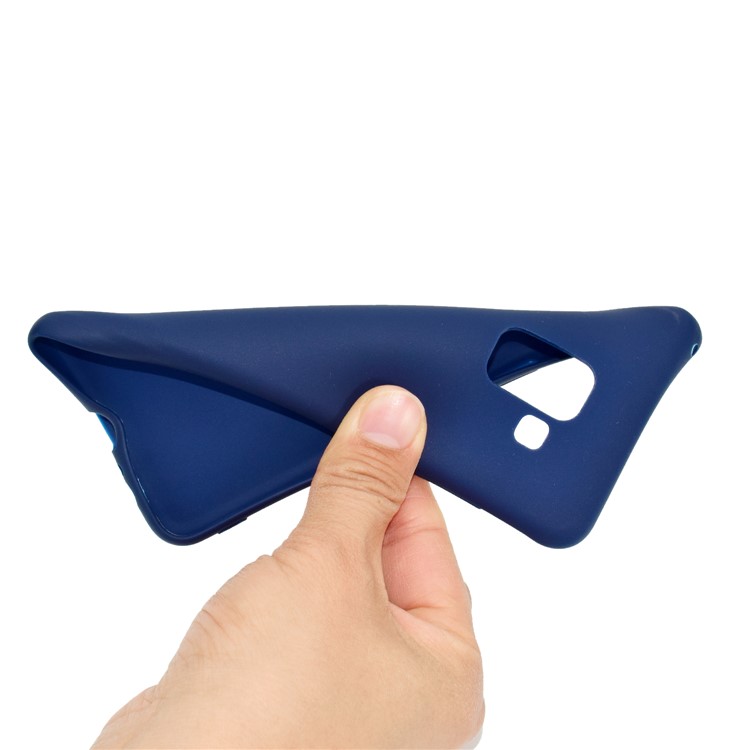 For Samsung Galaxy A8+ (2018) Solid Color Frosted Soft TPU Case Accessory - Dark Blue-4