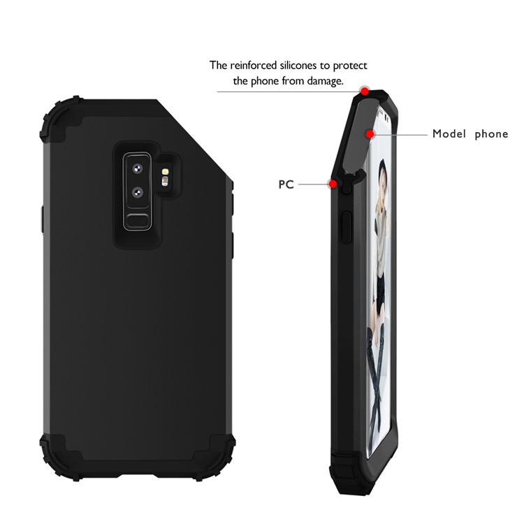 3-piece PC+Silicone Shockproof Hybrid Case for Samsung Galaxy S9 Plus G965 - Black-11