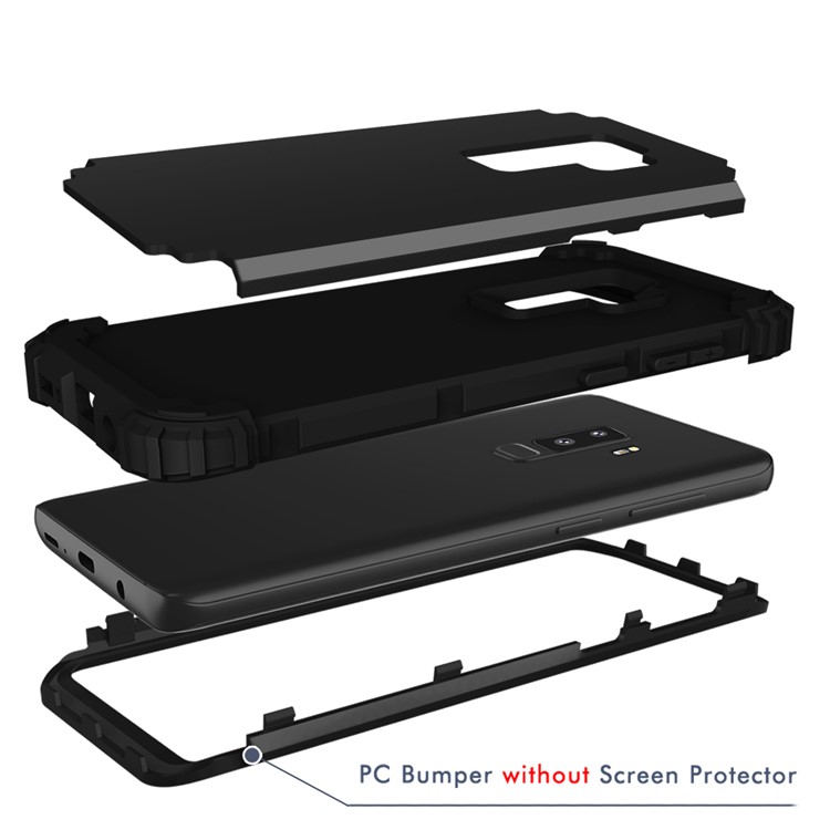 3-piece PC+Silicone Shockproof Hybrid Case for Samsung Galaxy S9 Plus G965 - Black-12