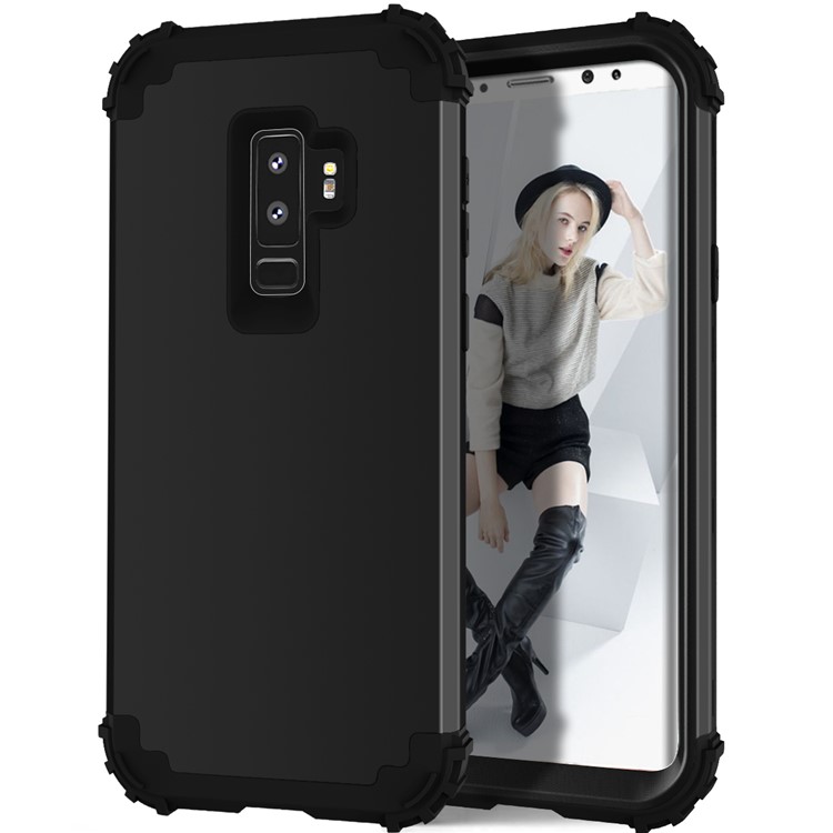 3-piece PC+Silicone Shockproof Hybrid Case for Samsung Galaxy S9 Plus G965 - Black-2