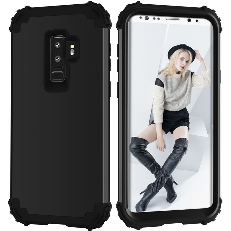 3-piece PC+Silicone Shockproof Hybrid Case for Samsung Galaxy S9 Plus G965 - Black-3