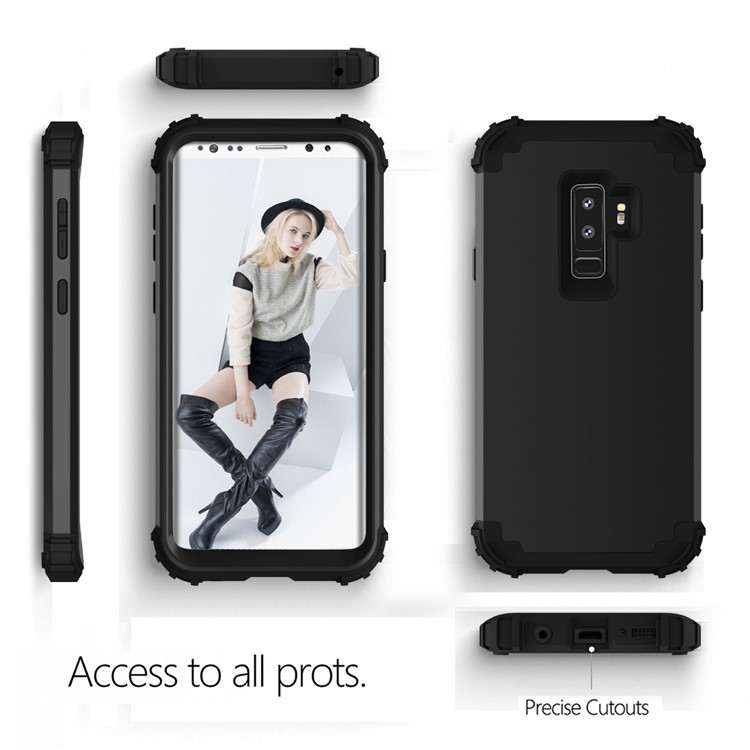 3-piece PC+Silicone Shockproof Hybrid Case for Samsung Galaxy S9 Plus G965 - Black-4