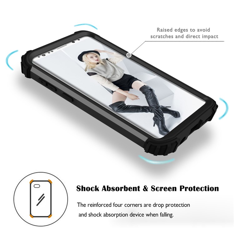 3-piece PC+Silicone Shockproof Hybrid Case for Samsung Galaxy S9 Plus G965 - Black-6