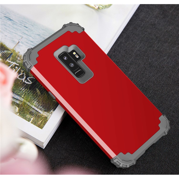 3-piece PC+Silicone Shockproof Hybrid Back Case for Samsung Galaxy S9 Plus G965 - Dark Grey / Red-10