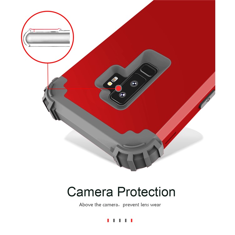 3-piece PC+Silicone Shockproof Hybrid Back Case for Samsung Galaxy S9 Plus G965 - Dark Grey / Red-5