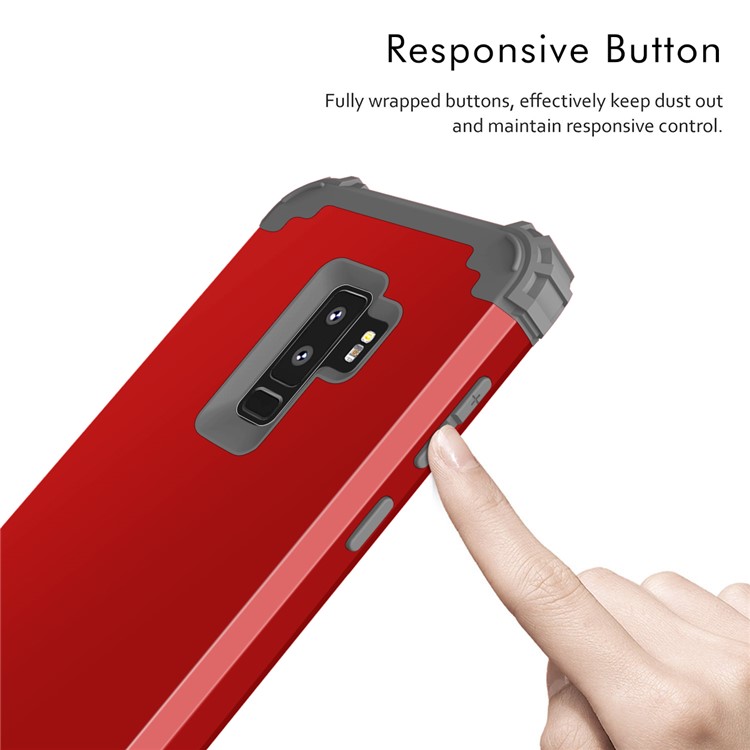 3-piece PC+Silicone Shockproof Hybrid Back Case for Samsung Galaxy S9 Plus G965 - Dark Grey / Red-7