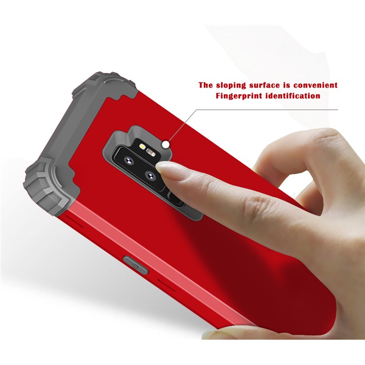 3-piece PC+Silicone Shockproof Hybrid Back Case for Samsung Galaxy S9 Plus G965 - Dark Grey / Red-9