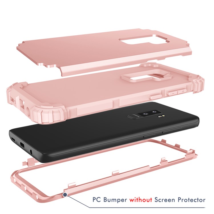 3-piece PC+Silicone Shockproof Hybrid Phone Casing for Samsung Galaxy S9 Plus G965 - Rose Gold-12