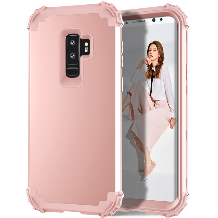3-piece PC+Silicone Shockproof Hybrid Phone Casing for Samsung Galaxy S9 Plus G965 - Rose Gold-2