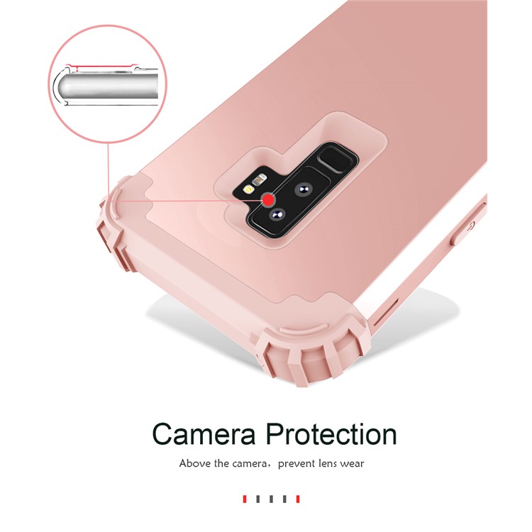 3-piece PC+Silicone Shockproof Hybrid Phone Casing for Samsung Galaxy S9 Plus G965 - Rose Gold-5