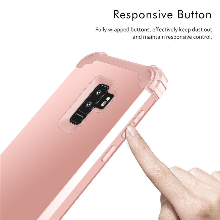 3-piece PC+Silicone Shockproof Hybrid Phone Casing for Samsung Galaxy S9 Plus G965 - Rose Gold-7
