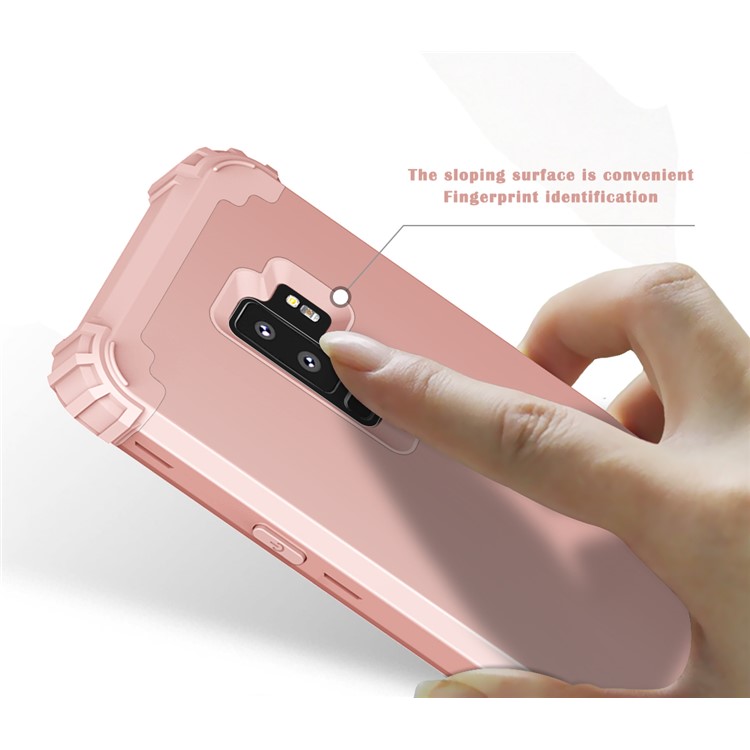 3-piece PC+Silicone Shockproof Hybrid Phone Casing for Samsung Galaxy S9 Plus G965 - Rose Gold-9