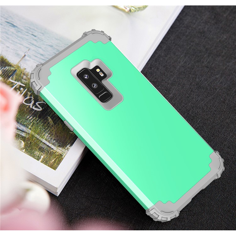 3-piece PC+Silicone Dropproof Hybrid Mobile Shell for Samsung Galaxy S9 Plus G965 - Light Grey / Cyan-10