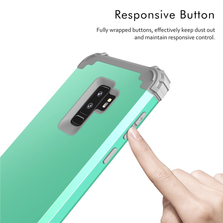 3-piece PC+Silicone Dropproof Hybrid Mobile Shell for Samsung Galaxy S9 Plus G965 - Light Grey / Cyan-7