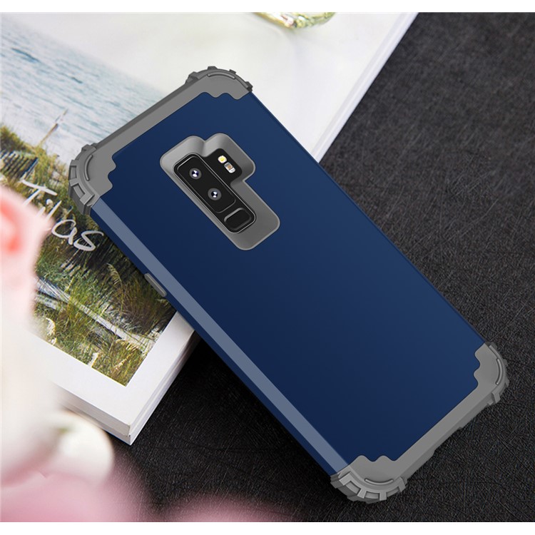 3-piece PC+Silicone Dropproof Hybrid Cell Phone Case for Samsung Galaxy S9 Plus G965 - Dark Grey / Dark Blue-10