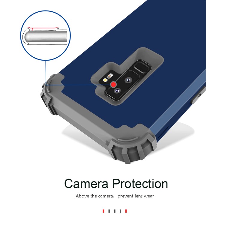 3-piece PC+Silicone Dropproof Hybrid Cell Phone Case for Samsung Galaxy S9 Plus G965 - Dark Grey / Dark Blue-5