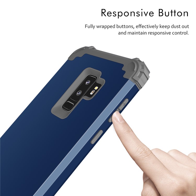 3-piece PC+Silicone Dropproof Hybrid Cell Phone Case for Samsung Galaxy S9 Plus G965 - Dark Grey / Dark Blue-7