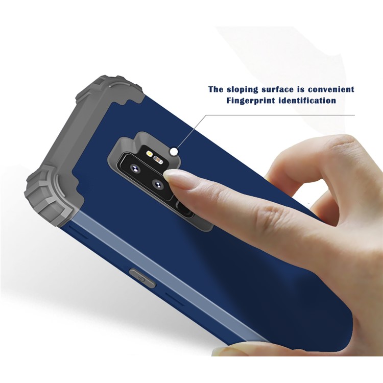 3-piece PC+Silicone Dropproof Hybrid Cell Phone Case for Samsung Galaxy S9 Plus G965 - Dark Grey / Dark Blue-9