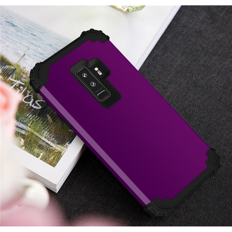 3-piece PC+Silicone Shockproof Hybrid Mobile Phone Casing for Samsung Galaxy S9 Plus G965 - Black / Purple-10