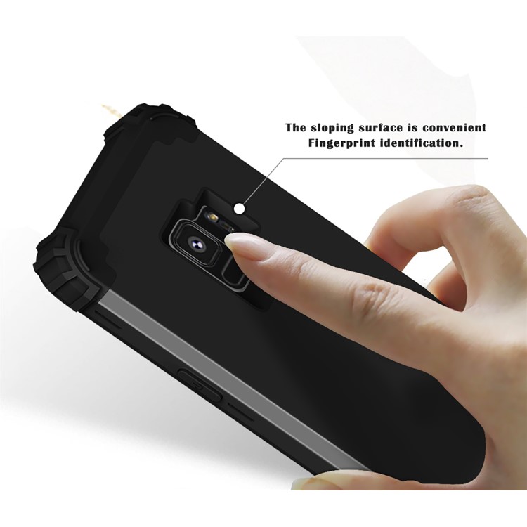3-teiliger PC + Silikon Stoßfest Hybrid-Cover Für Samsung Galaxy S9 G960 - Schwarz-10