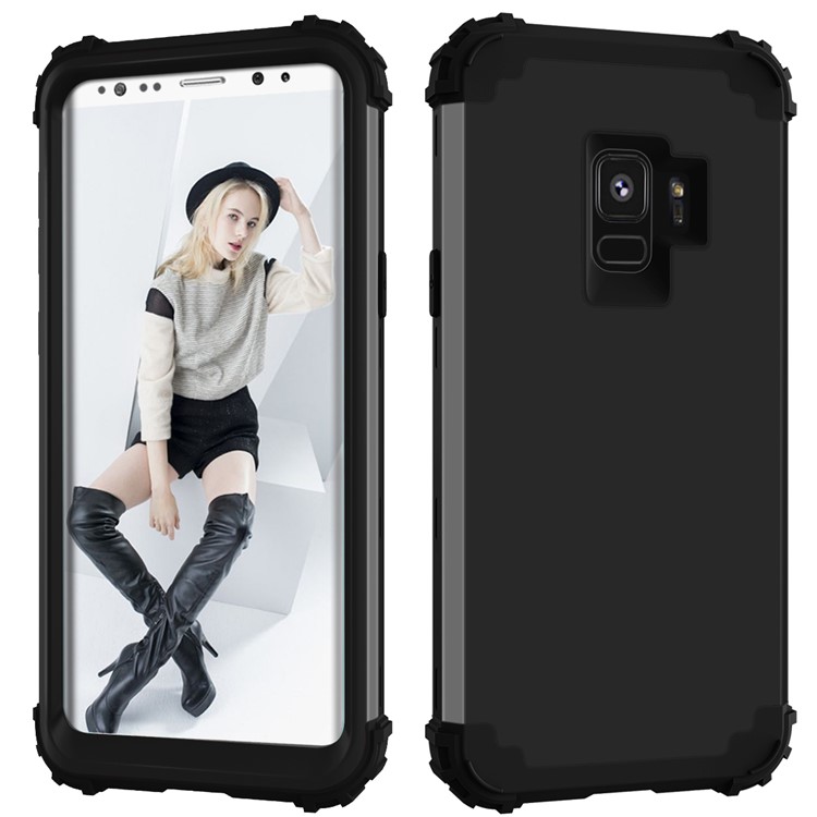 3-teiliger PC + Silikon Stoßfest Hybrid-Cover Für Samsung Galaxy S9 G960 - Schwarz-3