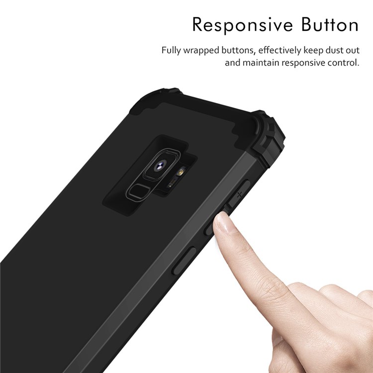 3-teiliger PC + Silikon Stoßfest Hybrid-Cover Für Samsung Galaxy S9 G960 - Schwarz-5