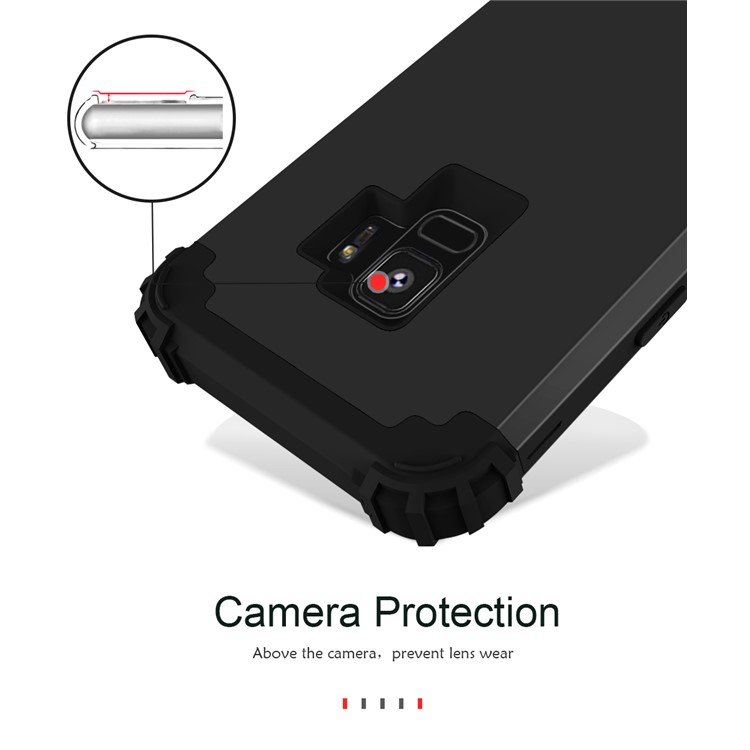 3-teiliger PC + Silikon Stoßfest Hybrid-Cover Für Samsung Galaxy S9 G960 - Schwarz-6