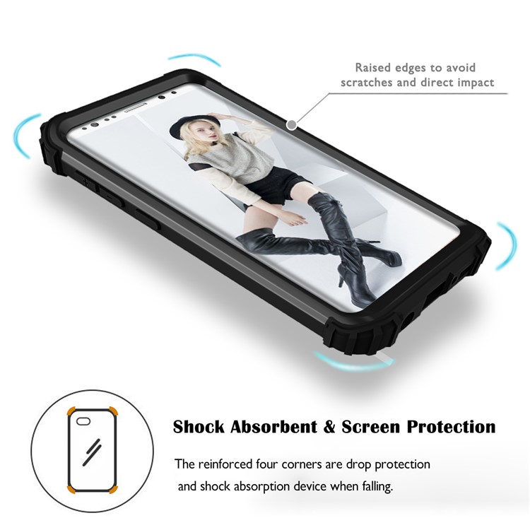 3-teiliger PC + Silikon Stoßfest Hybrid-Cover Für Samsung Galaxy S9 G960 - Schwarz-7