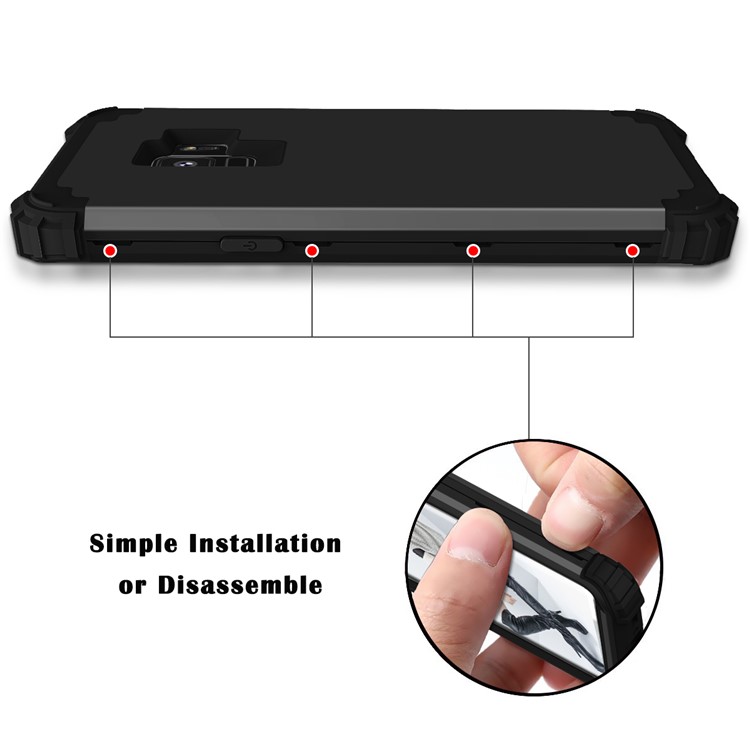 3-teiliger PC + Silikon Stoßfest Hybrid-Cover Für Samsung Galaxy S9 G960 - Schwarz-8