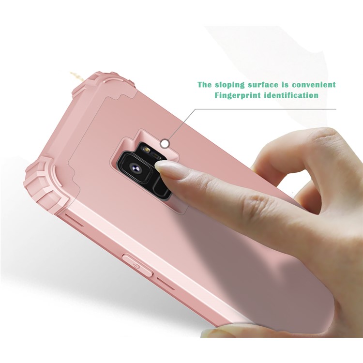 3-piece PC+Silicone Shockproof Hybrid Protective Cover for Samsung Galaxy S9 G960 - Rose Gold-10
