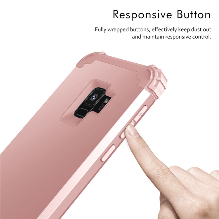 3-piece PC+Silicone Shockproof Hybrid Protective Cover for Samsung Galaxy S9 G960 - Rose Gold-5