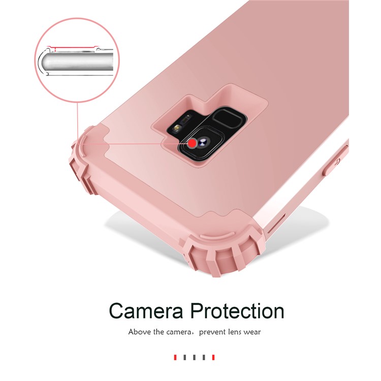 3-piece PC+Silicone Shockproof Hybrid Protective Cover for Samsung Galaxy S9 G960 - Rose Gold-6