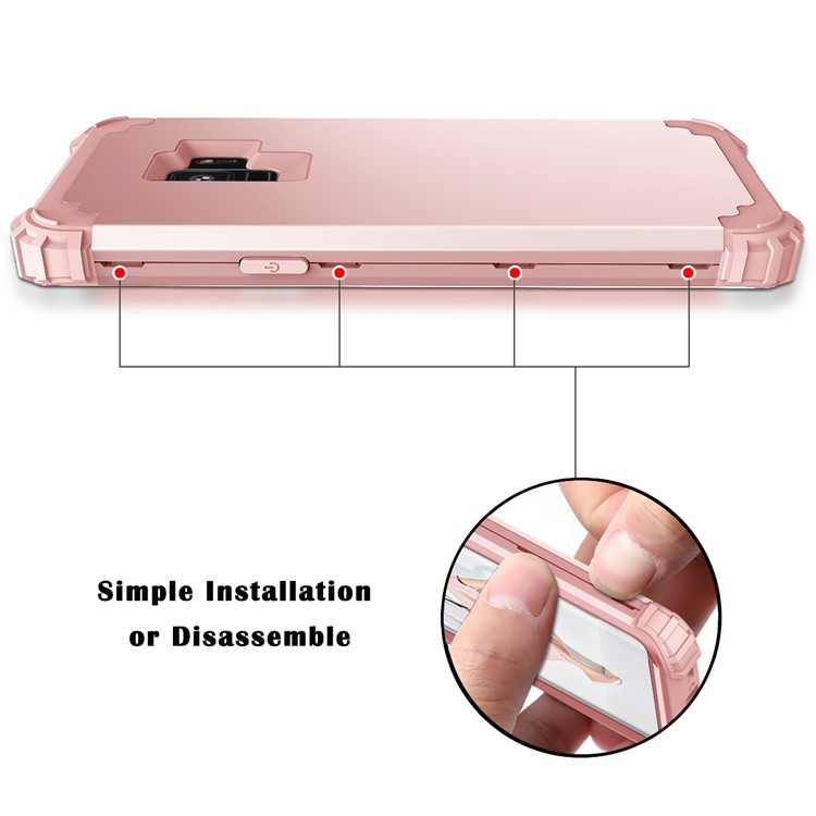 3-piece PC+Silicone Shockproof Hybrid Protective Cover for Samsung Galaxy S9 G960 - Rose Gold-8