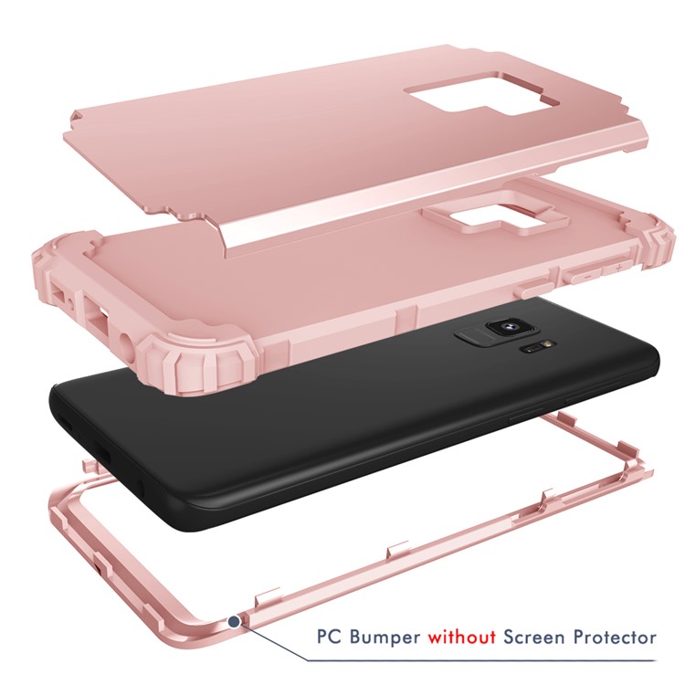 3-piece PC+Silicone Shockproof Hybrid Protective Cover for Samsung Galaxy S9 G960 - Rose Gold-9
