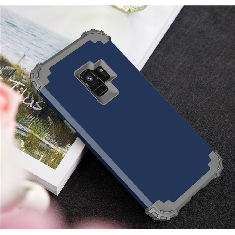 3-piece PC+Silicone Shockproof Hybrid Mobile Cover for Samsung Galaxy S9 G960 - Dark Grey / Dark Blue-11