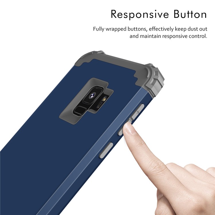 3-piece PC+Silicone Shockproof Hybrid Mobile Cover for Samsung Galaxy S9 G960 - Dark Grey / Dark Blue-5