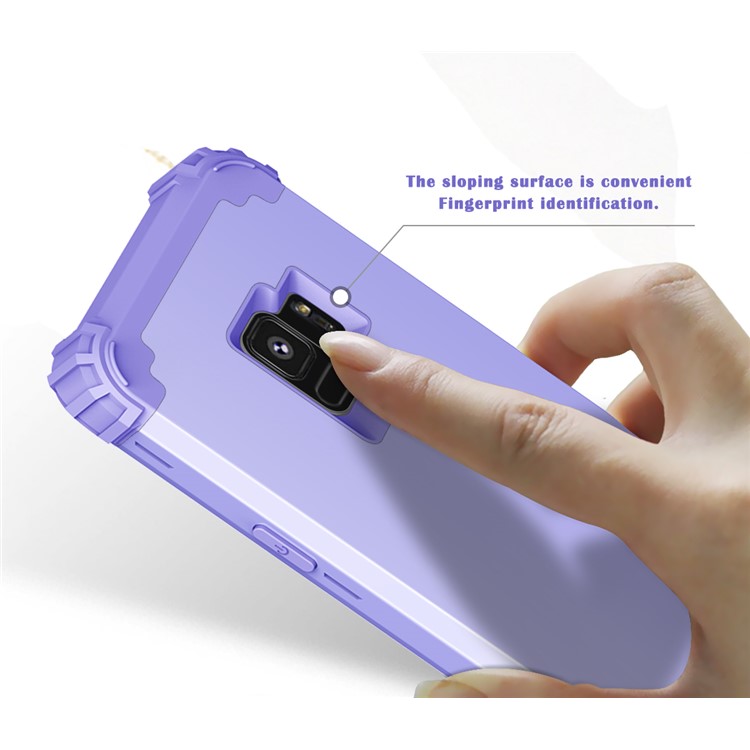 3-piece PC+Silicone Shockproof Hybrid Back Case for Samsung Galaxy S9 G960 - Light Purple-10