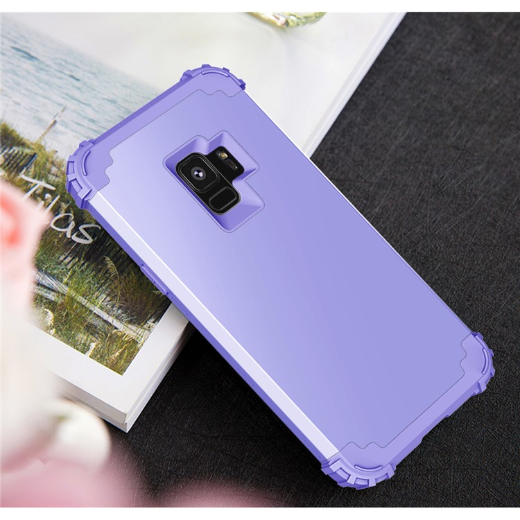 3-piece PC+Silicone Shockproof Hybrid Back Case for Samsung Galaxy S9 G960 - Light Purple-11