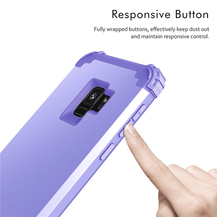3-piece PC+Silicone Shockproof Hybrid Back Case for Samsung Galaxy S9 G960 - Light Purple-5
