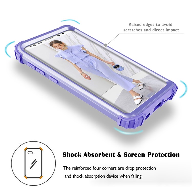 3-piece PC+Silicone Shockproof Hybrid Back Case for Samsung Galaxy S9 G960 - Light Purple-7