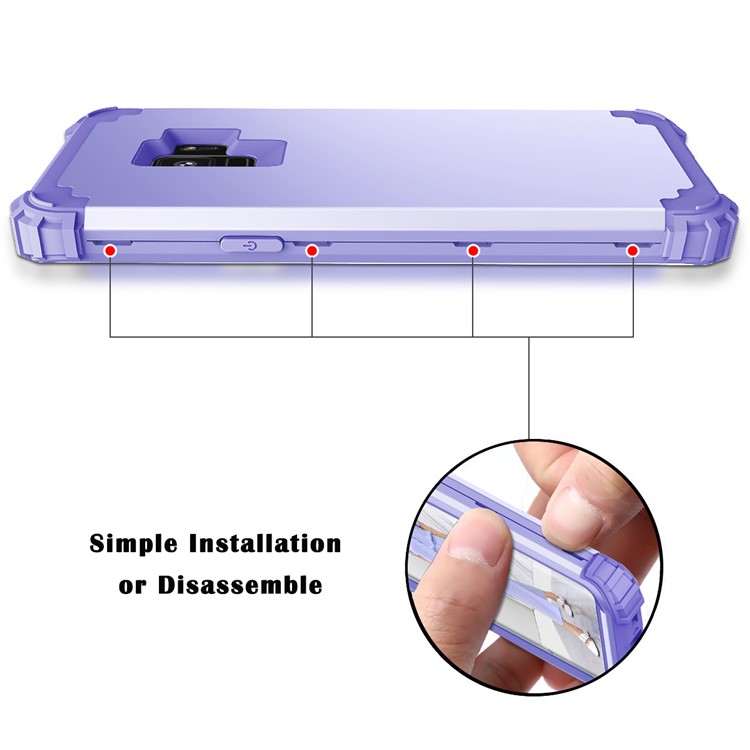3-piece PC+Silicone Shockproof Hybrid Back Case for Samsung Galaxy S9 G960 - Light Purple-8