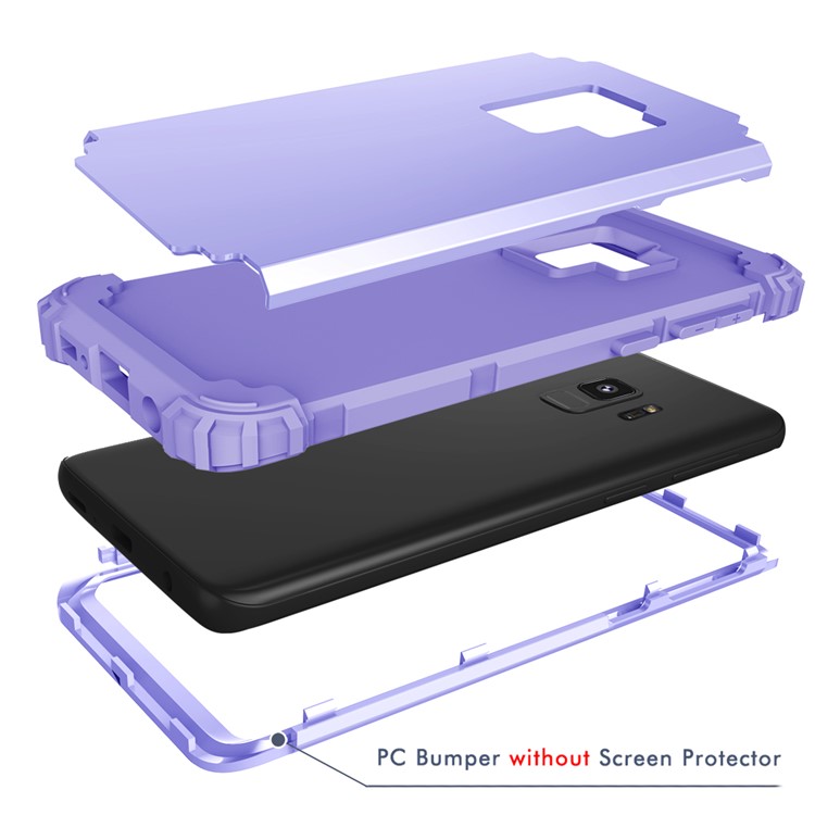 3-piece PC+Silicone Shockproof Hybrid Back Case for Samsung Galaxy S9 G960 - Light Purple-9