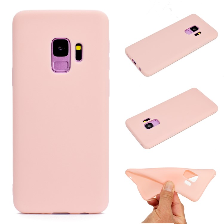 Solid Color Frosted Soft TPU Mobile Case for Samsung Galaxy S9 G960 - Pink-1