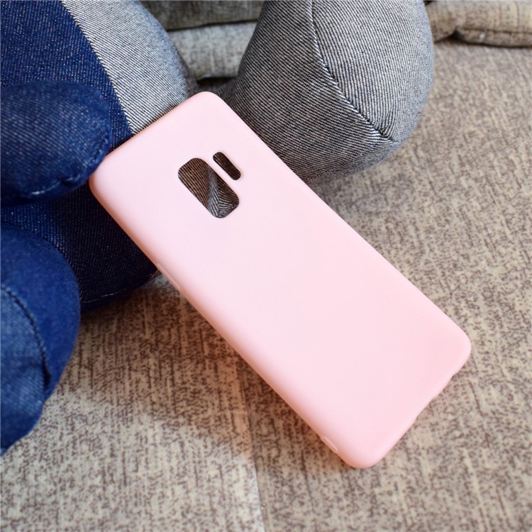 Solid Color Frosted Soft TPU Mobile Case for Samsung Galaxy S9 G960 - Pink-7