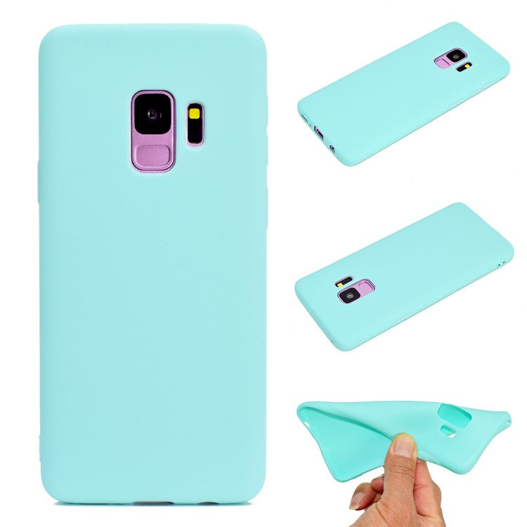 Solid Color Matte Soft TPU Cellphone Cover for Samsung Galaxy S9 G960 - Cyan-1