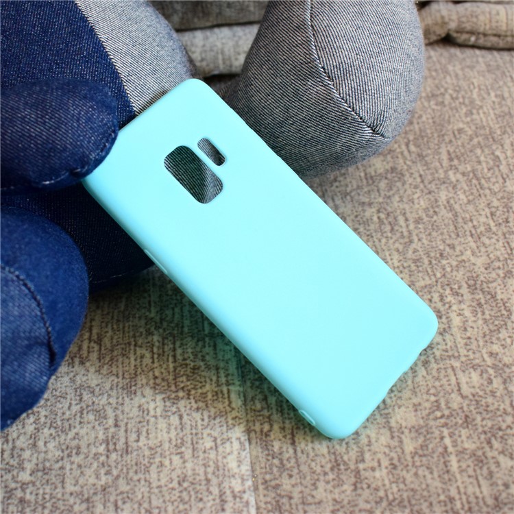 Solid Color Matte Soft TPU Cellphone Cover for Samsung Galaxy S9 G960 - Cyan-7