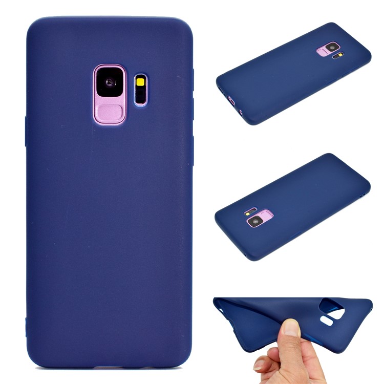 Solid Color Frosted Soft TPU Case Accessory for Samsung Galaxy S9 G960 - Dark Blue-1